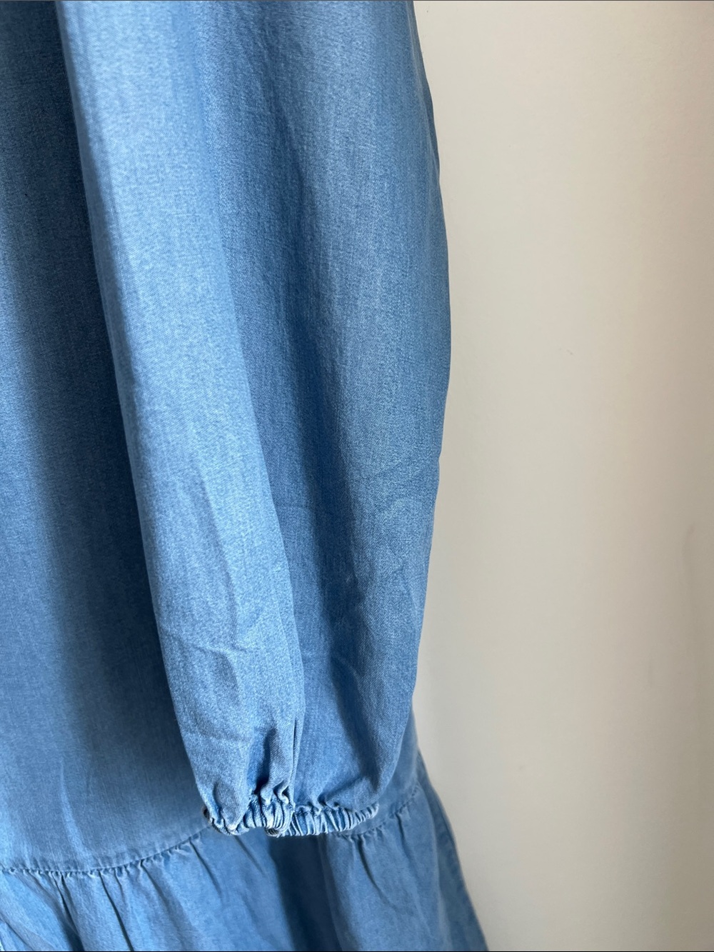Buffalo David Bitton Chambray Tiered Dress Pockets Sz M Cottagecore Boho Prairie - Picture 10 of 13